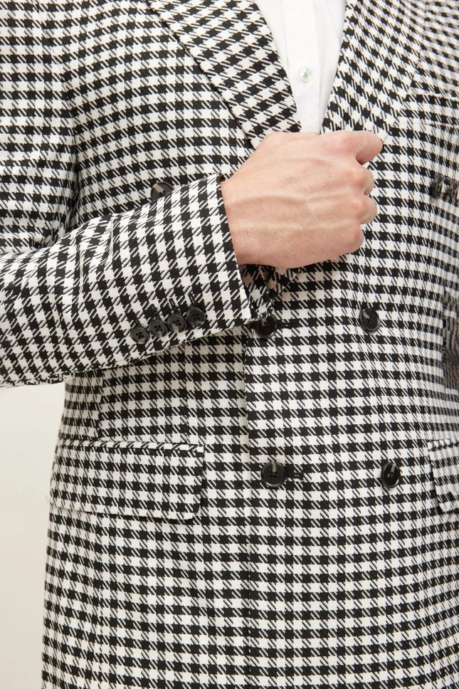 Men's Double-Breasted Houndstooth Suit - Breasted Houndstooth Suit With Matching Pants | Ron Tomson