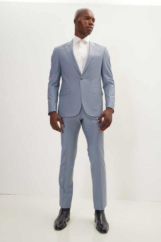 Men's Italian Super 120s Merino Wool Single-Breasted Suit - Cool Grey | Ron Tomson