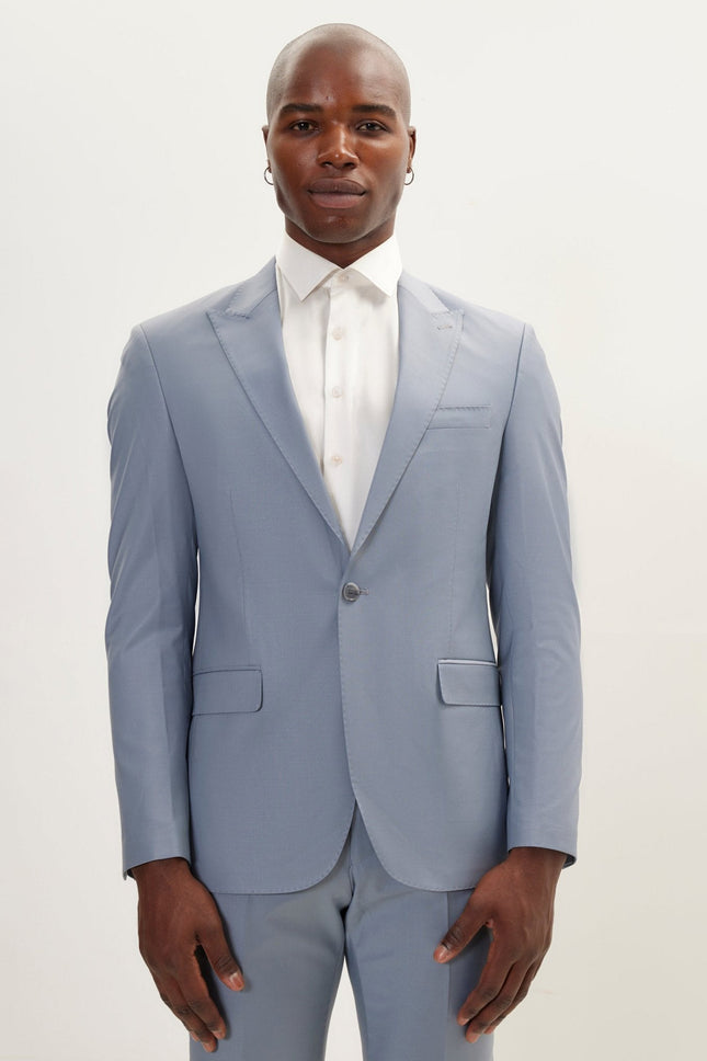 Men's Italian Super 120s Merino Wool Single-Breasted Suit - Cool Grey | Ron Tomson