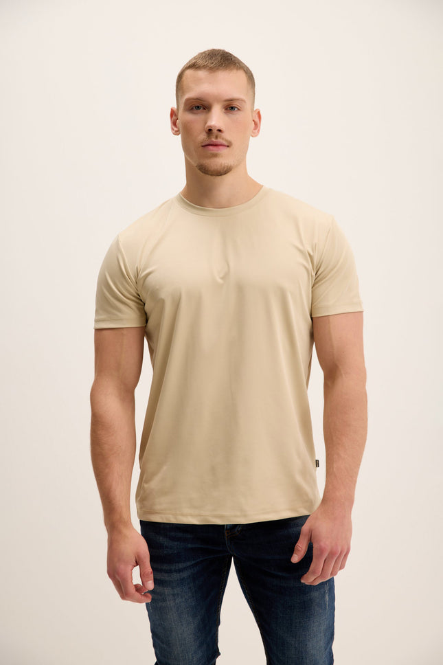 Men's Tailored Crew T-Shirt - Beige | Ron Tomson